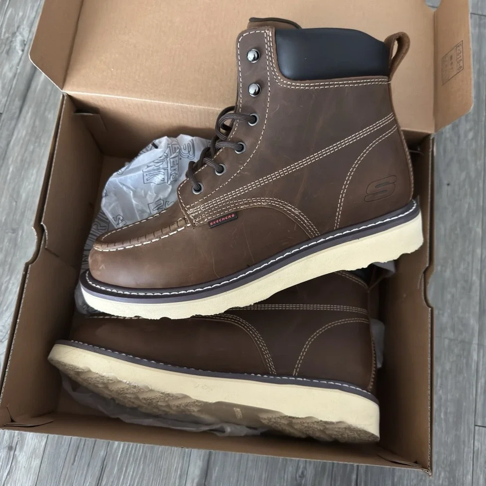Men's Skechers Kadmiel Bennot Work‎ Boot Brown 200180 Size US 10.5